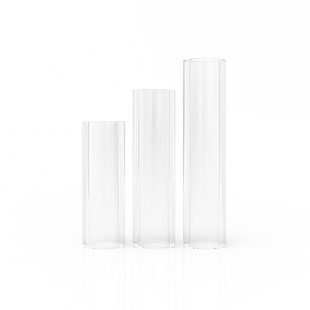 20mm 25mm 30mm Sizes 3PK Hollow Clear Quartz Dab Pillars Straight View | Slurper Style Banger Inserts