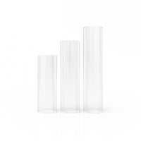 Thumbnail for 20mm 25mm 30mm Sizes 3PK Hollow Clear Quartz Dab Pillars Straight View | Slurper Style Banger Inserts