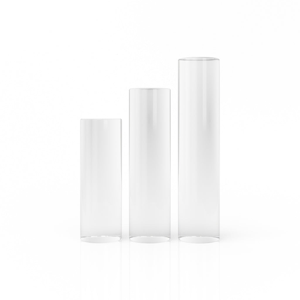 20mm 25mm 30mm Sizes 3PK Solid Clear Quartz Pillars Straight View | Slurper Style Banger Inserts