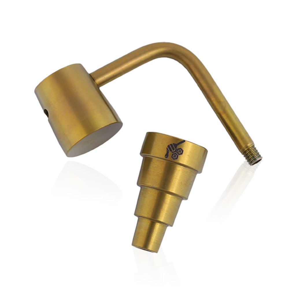 Domeless Titanium Gold 6-in-1 Long Neck Metal Dab Nail Apart View