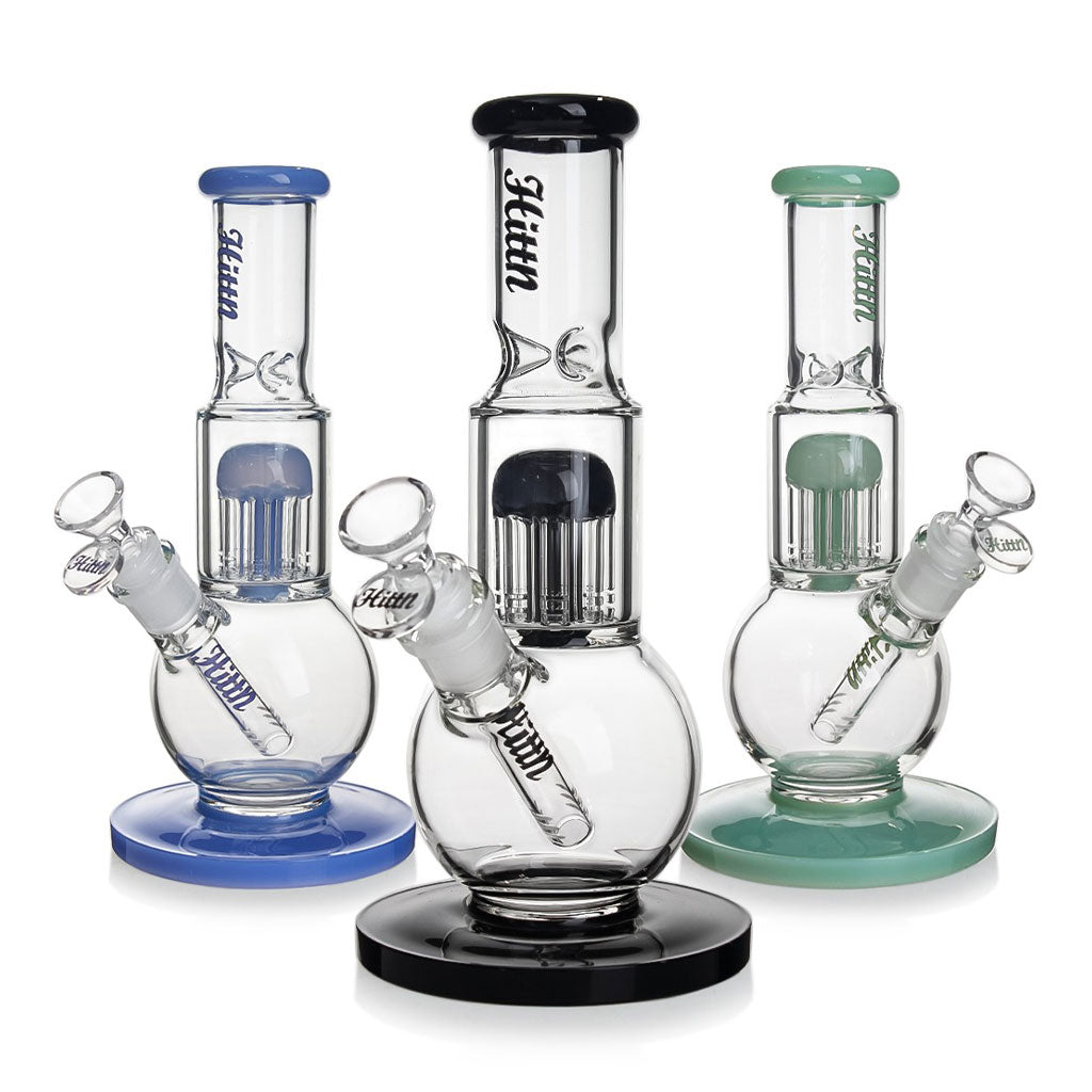 Buy Hittn black 8-arm tree perc bubble base bong – premium glass water pipe for smooth hits. 