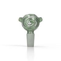 Thumbnail for Round Glass Bong Flower Bowl FB 10 Green Wig Wag With 14 Male Joint Clear Image