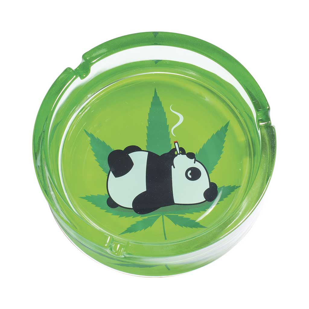 Grab the Toking Panda Leaf Glass Ashtray today. Made from quality glass with a fun panda design. Perfect smoking accessory—buy online now.