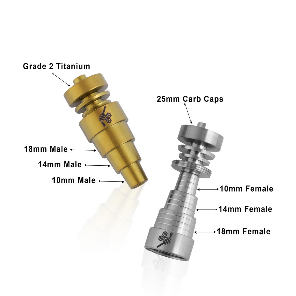 Universal Titanium Gold & Silver 6-In-1 Original Both Joint Dab Rig Nail Infographic