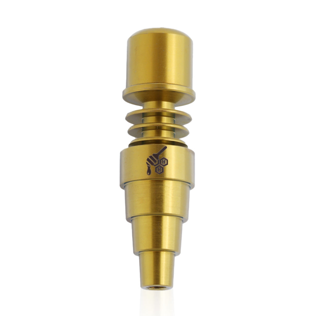 Titanium Gold 20mm 6-in-1 Skillet Enail Dab Nail Compatible With 10mm, 14mm, And 18mm Male Joints.