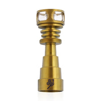 Thumbnail for Domeless Titanium Gold 6- in 1 Cage Hybrid Ti-Nail Compatible with 10mm, 14mm, 18mm Female Joints 