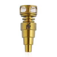 Thumbnail for Domeless Titanium Gold 6- in 1 Cage Hybrid Ti-Nail Compatible with 10mm, 14mm, 18mm Male Joints 