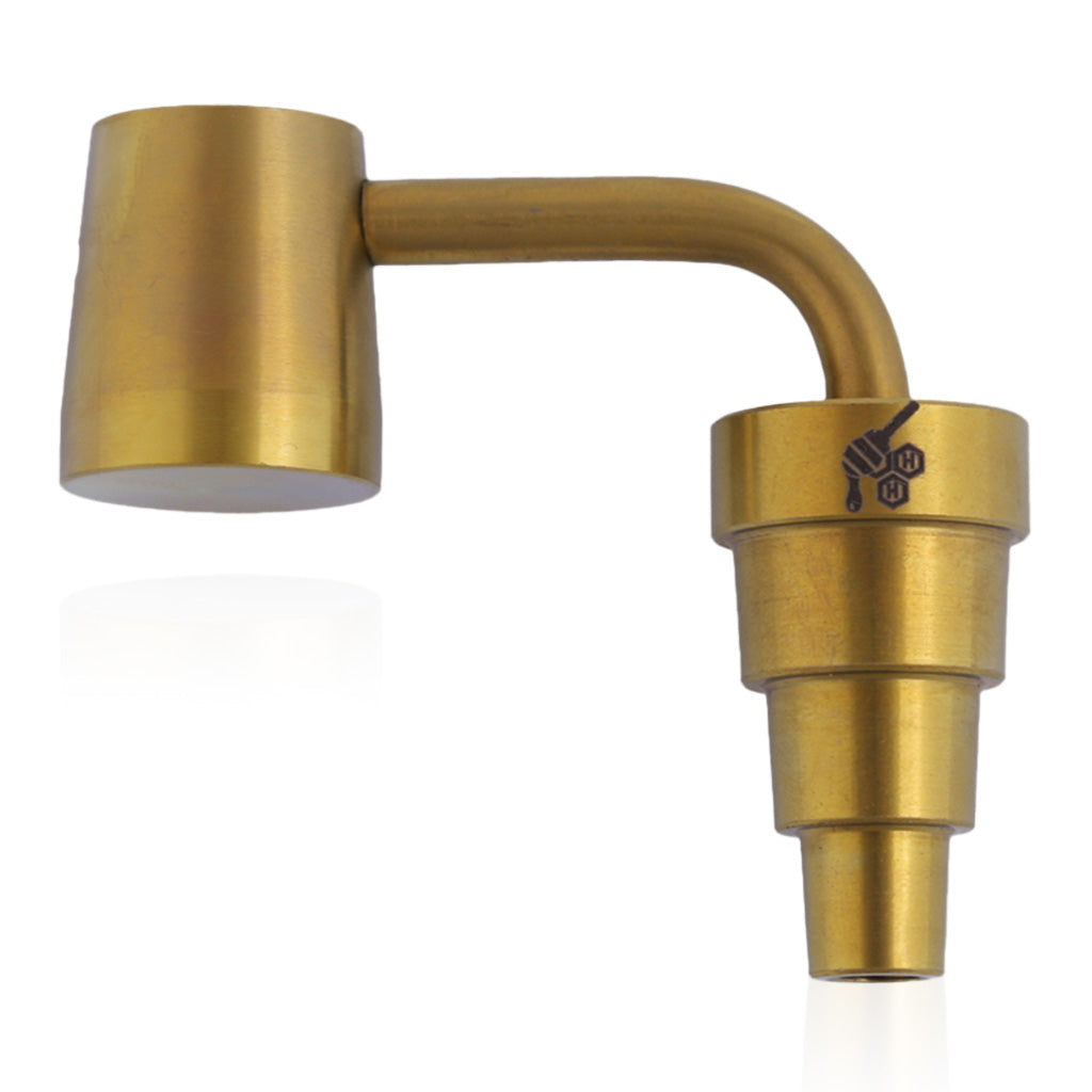Domeless Titanium Gold 6 In 1 Long Neck Dab Rig Nail Compatible With 10mm, 14mm & 18mm Male Joints 