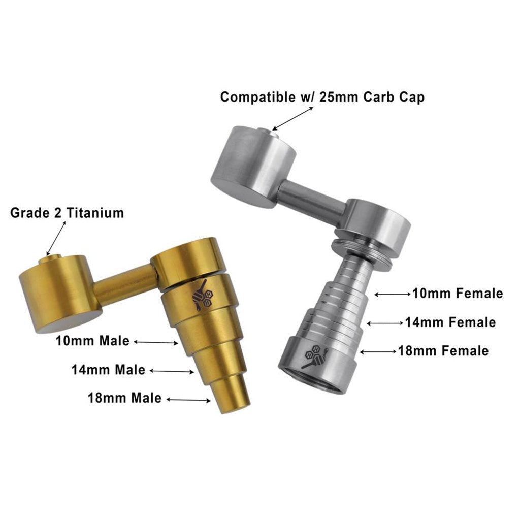Titanium Gold And Silver 6-In-1 Sidecar Metal Dab Nail Infographic