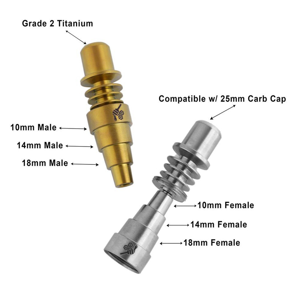 Titanium Gold And Silver 6-in-1 Skillet Both Joints Enail Dab Banger Nail Infographic 