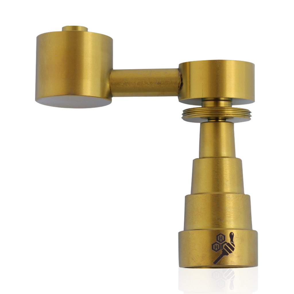 Titanium Gold 6-in-1 Sidecar Dab Nail Compatible With 10mm, 14mm, And 18mm Female Joints.