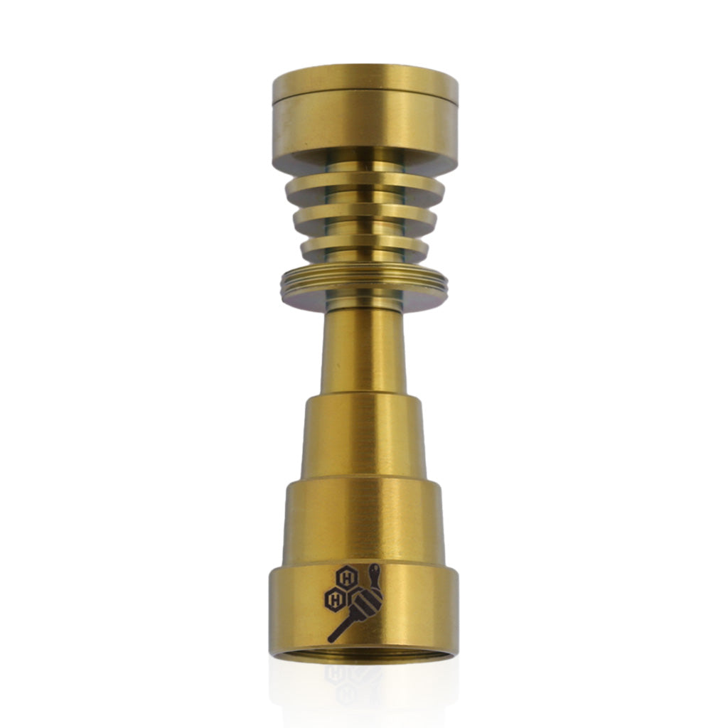 Titanium Gold 6-in-1 Skillet Dab Nail Compatible With 10mm, 14mm, And 18mm Female Joints.