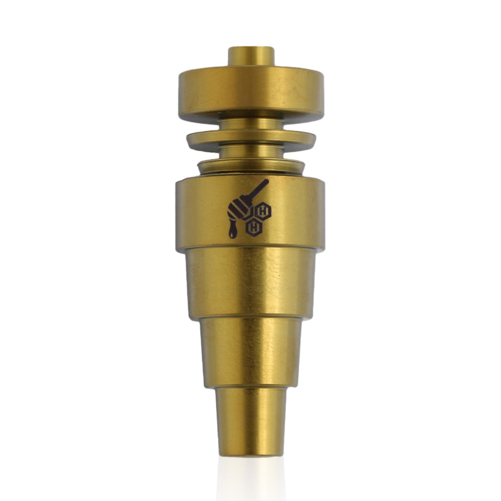 Universal Titanium 6-In-1 Original Gold Dab Rig Nail Compatible With 10mm, 14mm, And 18mm Male Joints.
