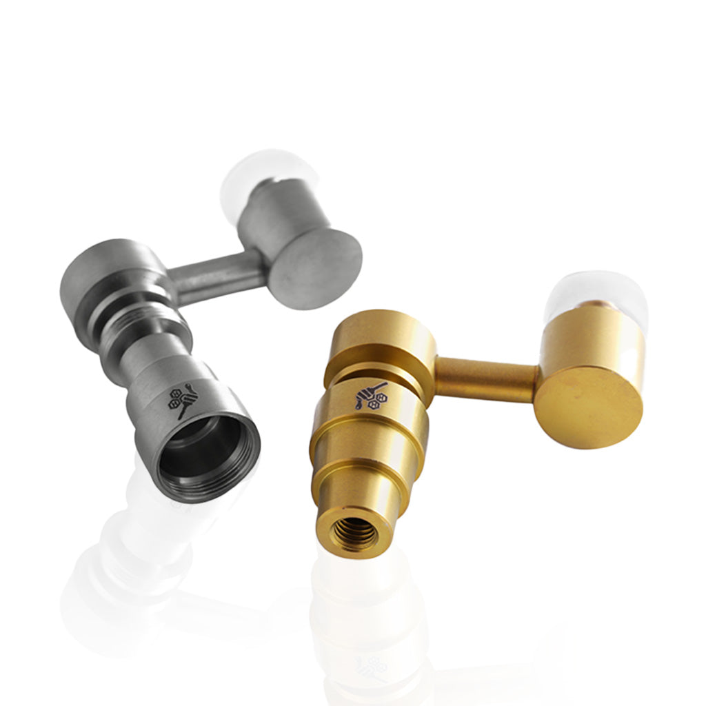 Titanium Gold & Silver 4 In 1 Sidecar Hybrid Dab Rig Nail Compatible with 10mm, 14mm, 18mm Male & Female Joints