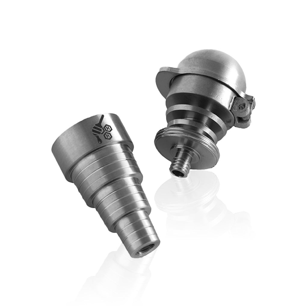 Titanium Silver 6 In 1 Baseball Carb Cap Ti-nail Compatible with 10mm, 14mm, 18mm Male & Female Joints Apart View