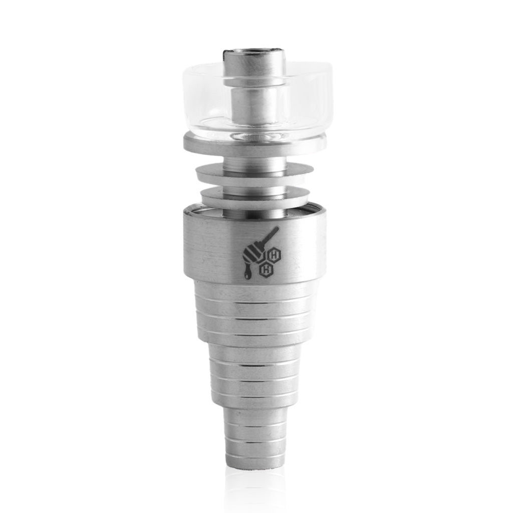 Universal Titanium Silver 6 In 1 Hybrid Dab Nail Compatible With 10mm, 14mm & 18mm Male Joints 