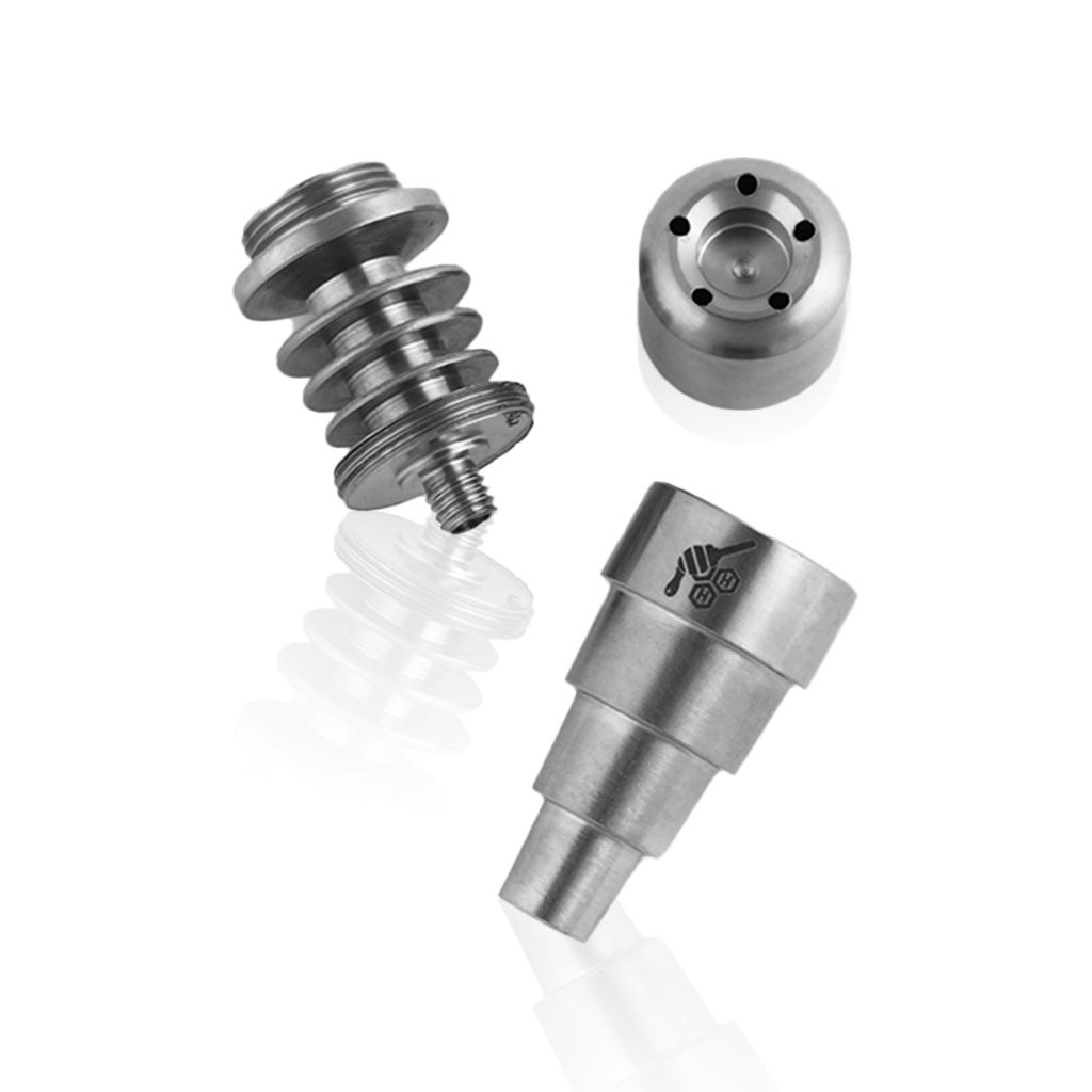 Domeless Titanium Silver 6-in-1 Skillet Enail Banger Nail Apart View