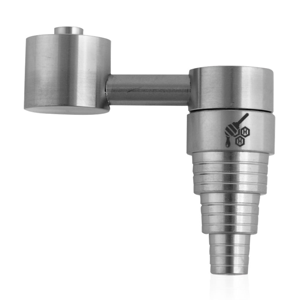 Titanium Silver 6-in-1 Sidecar Dab Nail Compatible With 10mm, 14mm, And 18mm Male Joints.