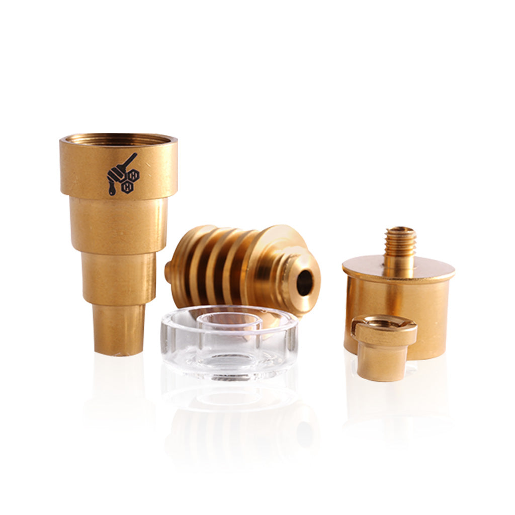 Universal Titanium Gold 6-in-1 Hybrid Dab Enail Compatible with 10mm, 14mm, 18mm Female Joints Apart View