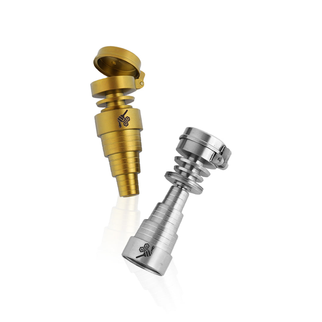 Universal Titanium Gold & Silver 6 In 1 Carb Cap Banger Nail Compatible with 10mm, 14mm, 18mm Male & Female Joints 