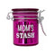 Closed View Of Pink Airtight Mom's Stash Glass Jar From Ted Miller Innovations, Shown Upright And Latched. 