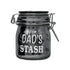 Front View Of Ted Miller Inno. 3.5-Inch Airtight Glass Dad's Stash Storage Jar With Secure Metal Clamp. 