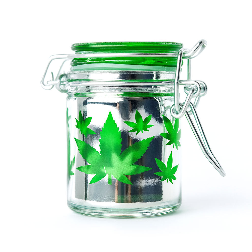 Ted Miller Innovations Airtight Glass Green Leaf Storage Container – Decorative Sealed Jar