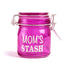 Closed View Of Pink Airtight Mom's Stash Glass Jar From Ted Miller Innovations, Shown Upright & Latched. 