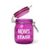 Side View Of Mom’s Stash Pink Airtight Glass Storage Jar With Gasket Lid Removed – Ted Miller Innovations.