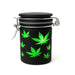 Black Frosted Storage Jar With Green Leaf Design Available At Honeybee Herb
