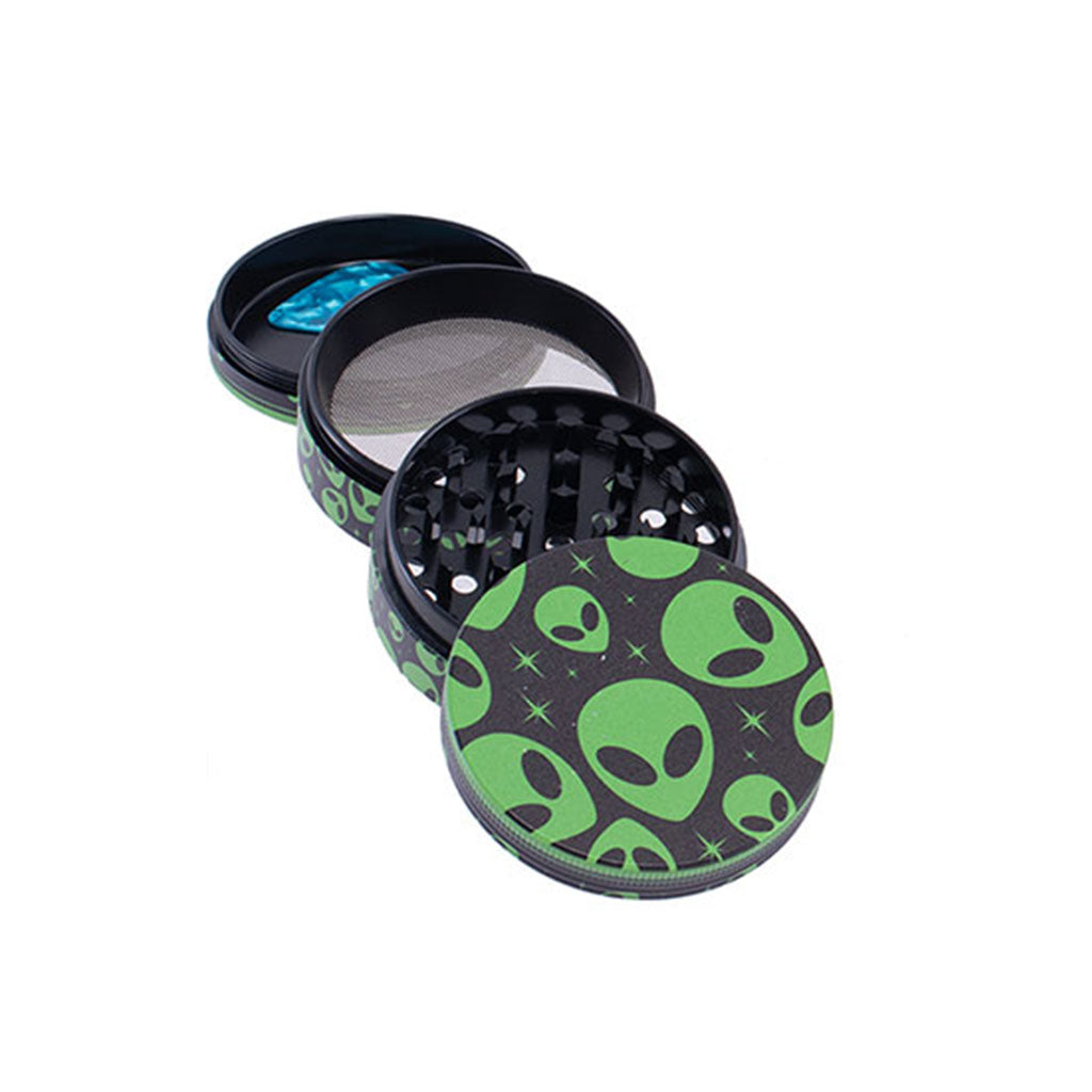 Alien 2.5-Inch Wacky Grinder 4-Parts View Available At Honeybee Herb 