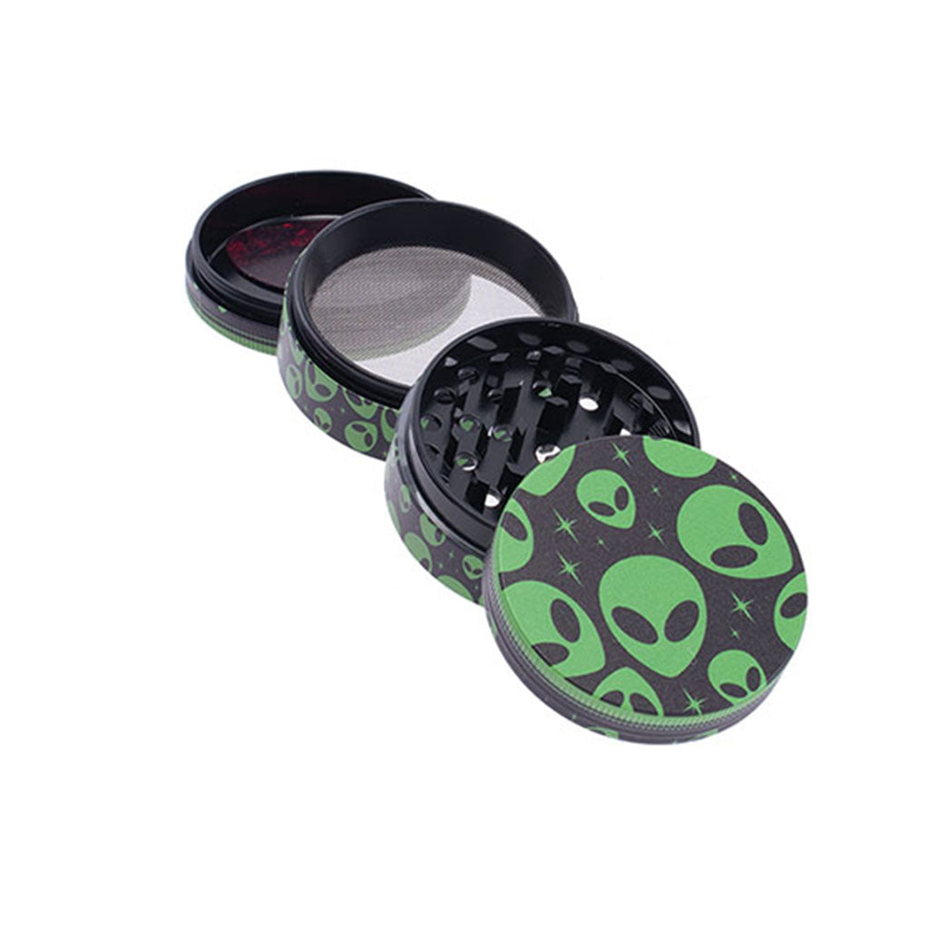 Alien 2-Inch Wacky Grinder 4-Parts View Available At Honeybee Herb 