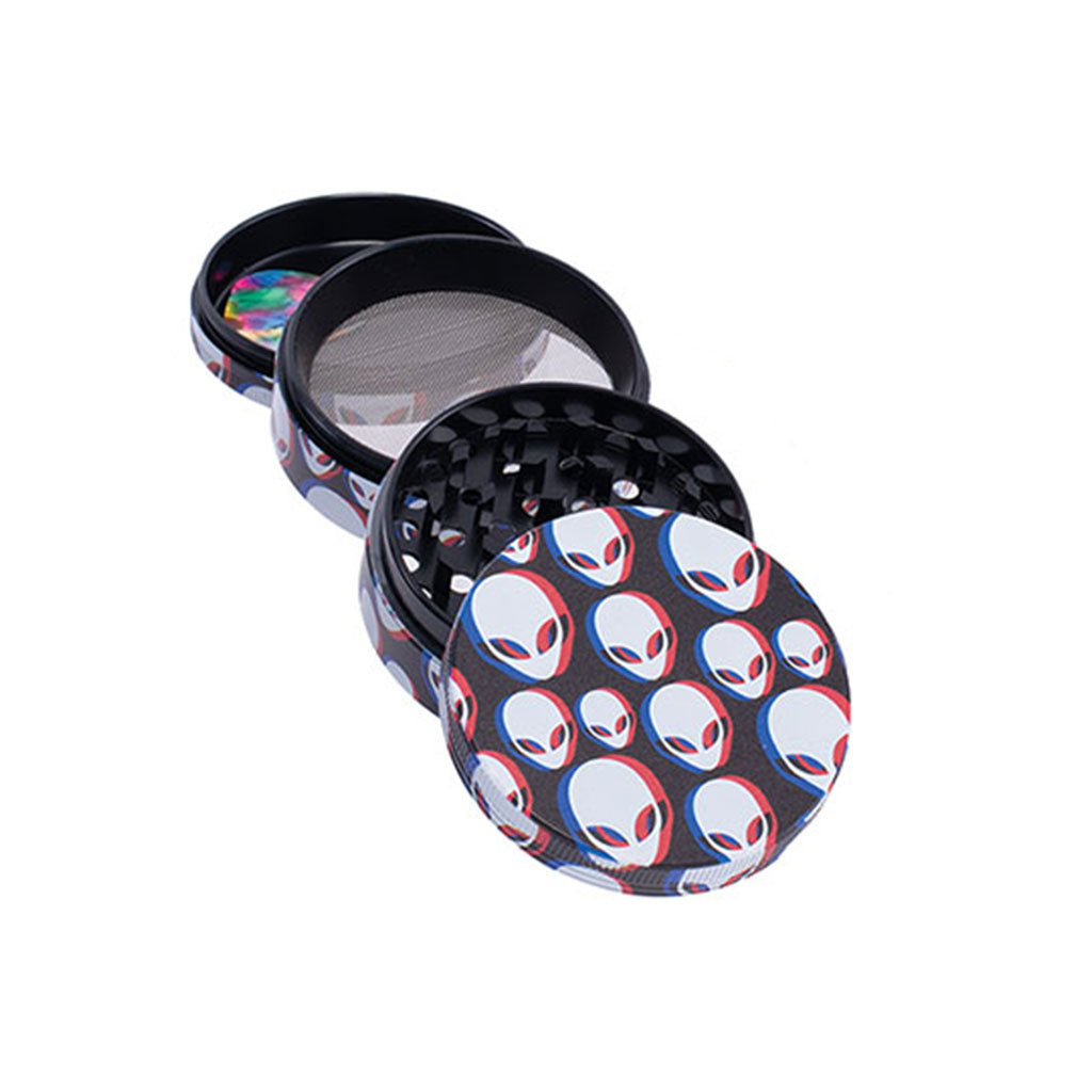 Alien USA 2.5-Inch Wacky Grinder With Scraper Tool 4-Parts View Available At Honeybee Herb 
