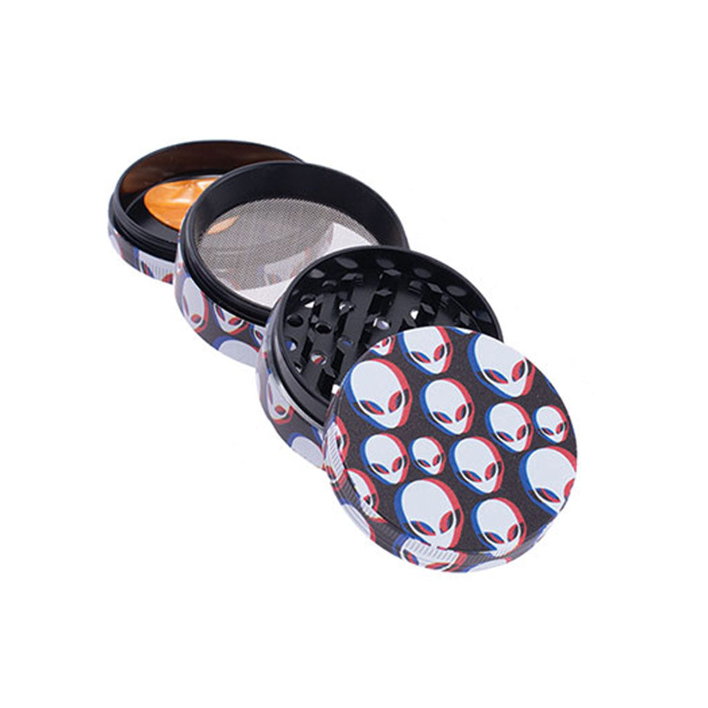 Alien USA 2-Inch Wacky Grinder With Scraper Tool 4-Parts View Available At Honeybee Herb