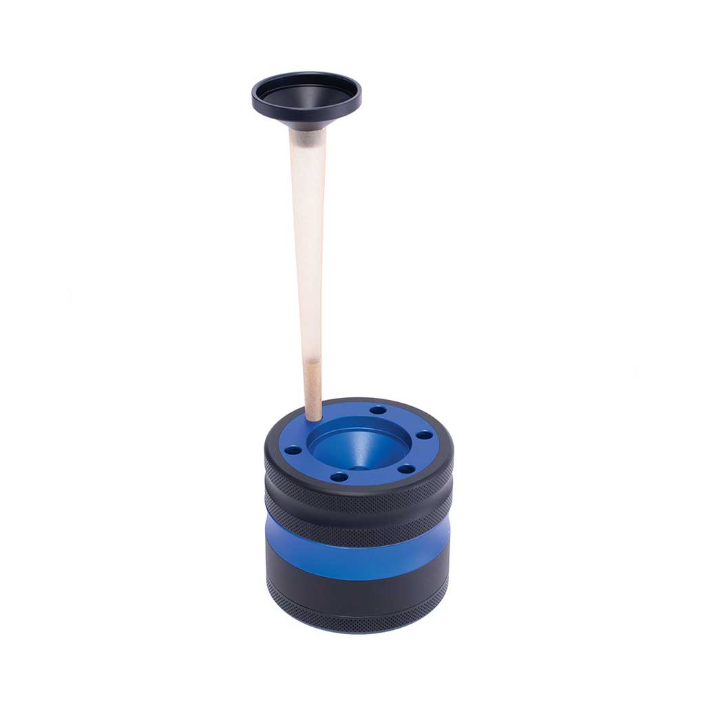 Aluminium Blue Grinder With Cone Holder Funnel Using View 