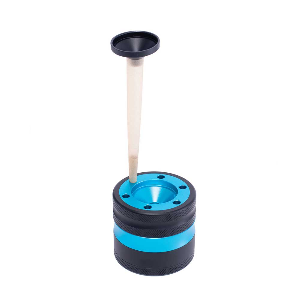 Aluminium Light-Blue Grinder With Cone Holder Funnel Using View