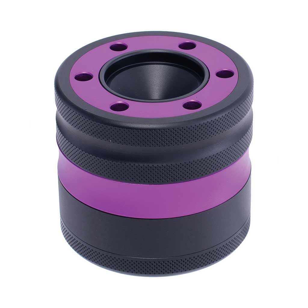 Aluminium Purple Grinder With Cone Holder Funnel At Honeybee Herb 