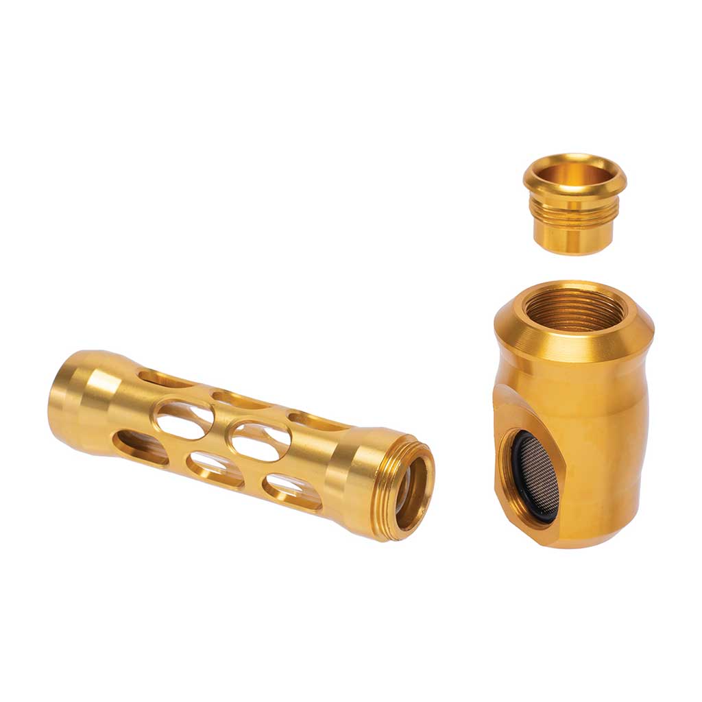 Gold aluminum glass hand pipe with perforated design stylish smoking accessory