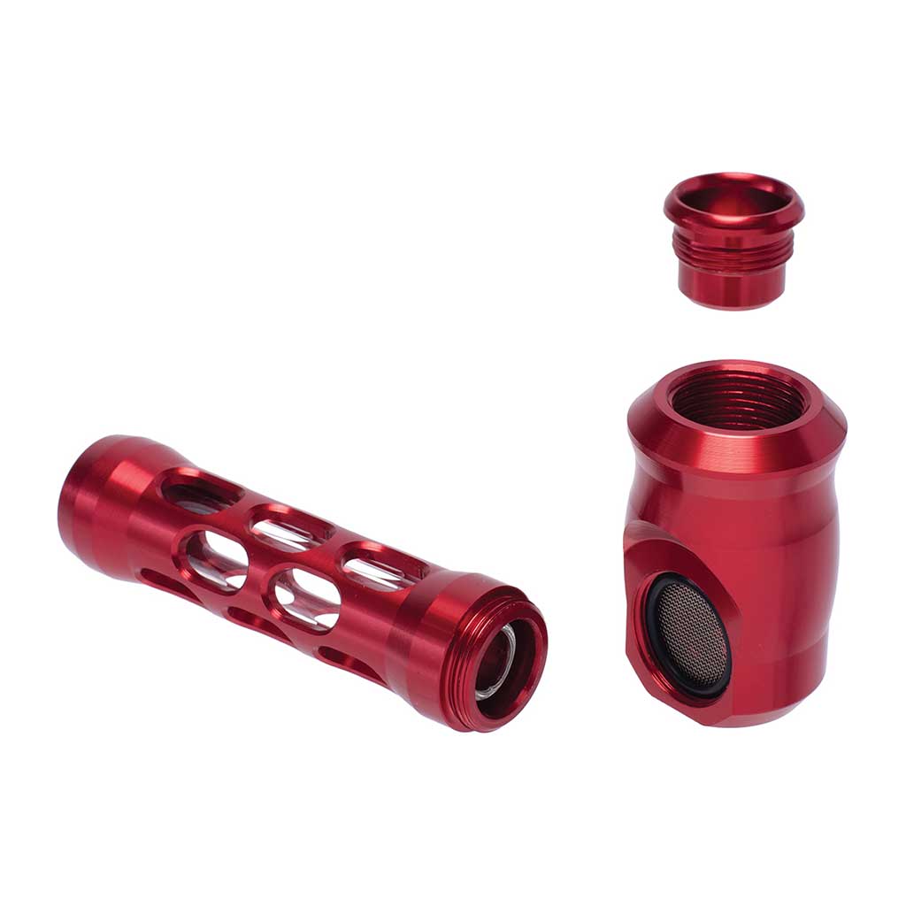 Red aluminum glass hand pipe perforated style metal smoking pipe
