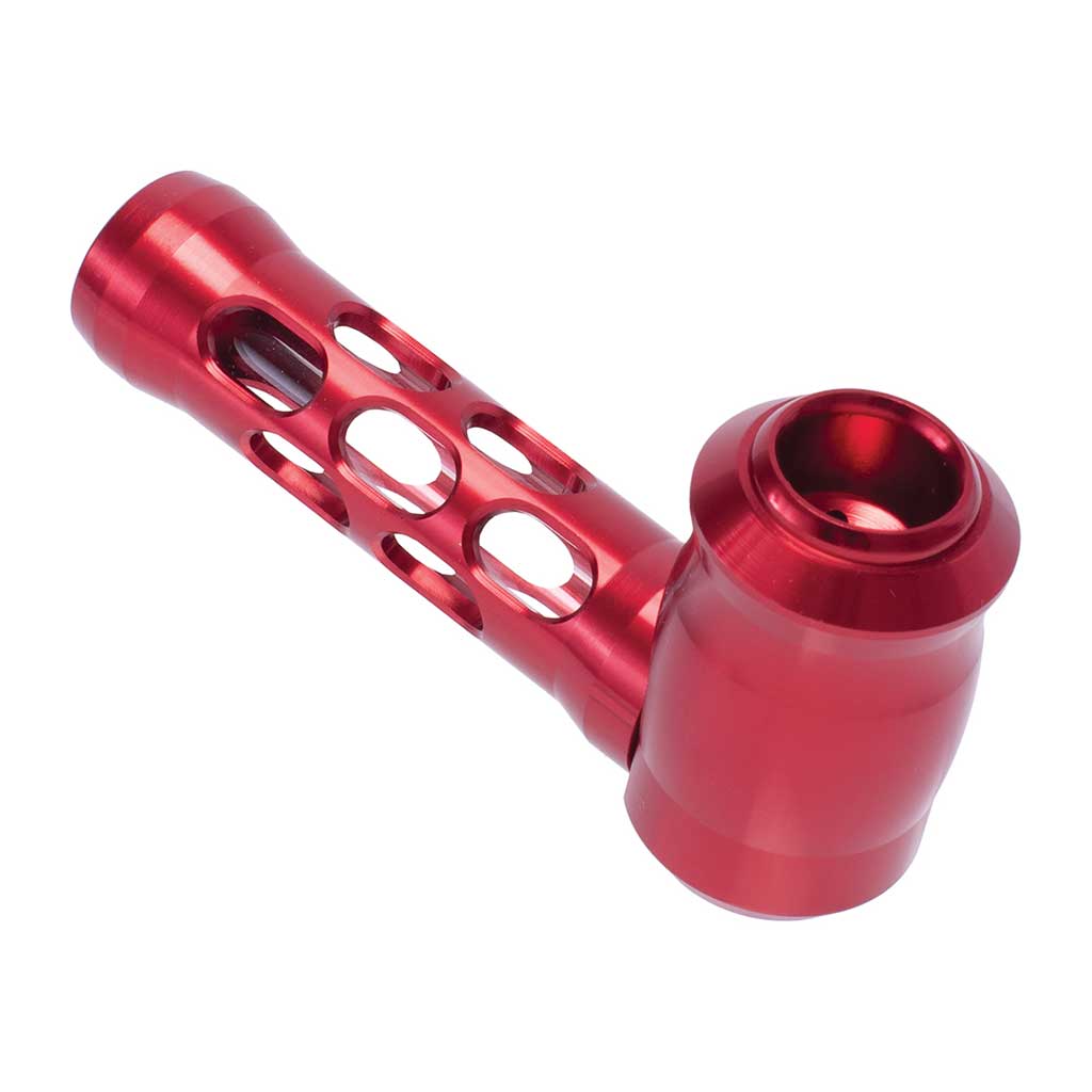 Red aluminum glass perforated smoking pipe sleek durable hand pip