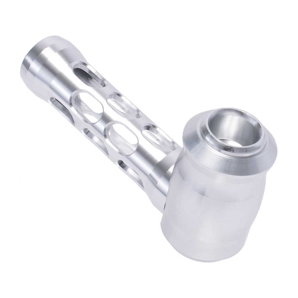 Silver aluminum glass perforated smoking pipe premium metal hand pipe