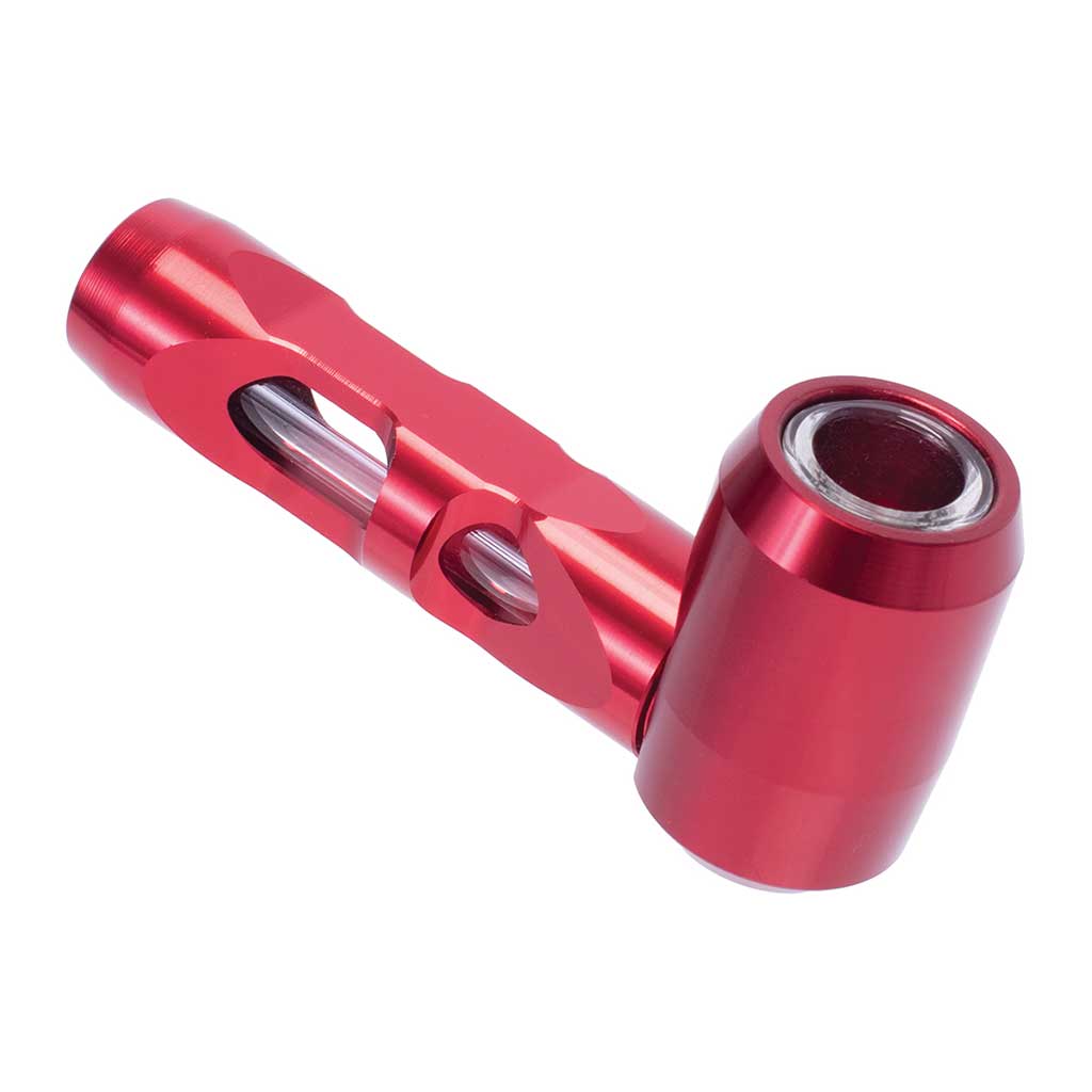 Red aluminum glass hand pipe sleek durable metal smoking pipe