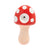 Angled close-up of the red mushroom-shaped ceramic smoking pipe by Wacky Bowlz