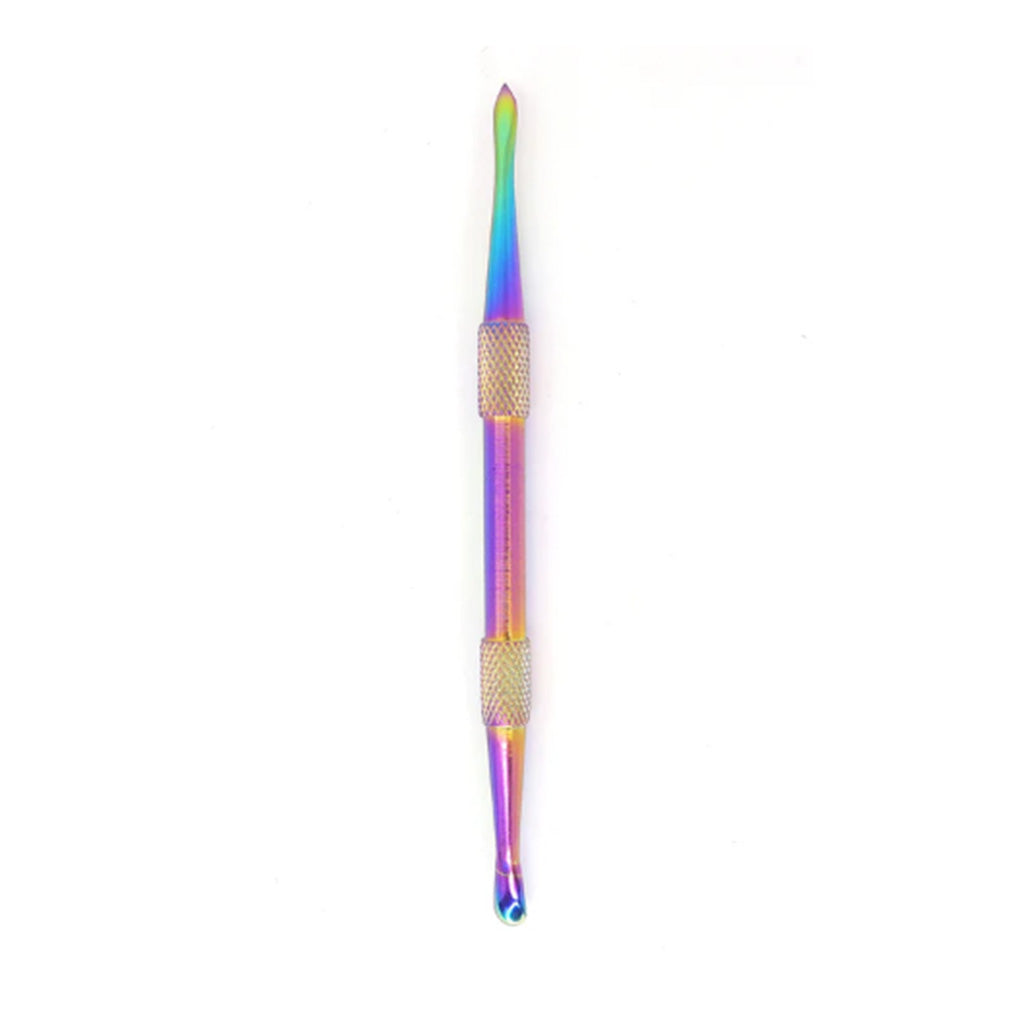 Rainbow anodized double-ended dabber tool with textured grip