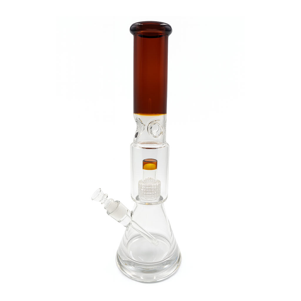 Amber Arctic Cyclone Beaker Bong with Matrix Perc and Ice Pinch for sale online at Honeybee Herb