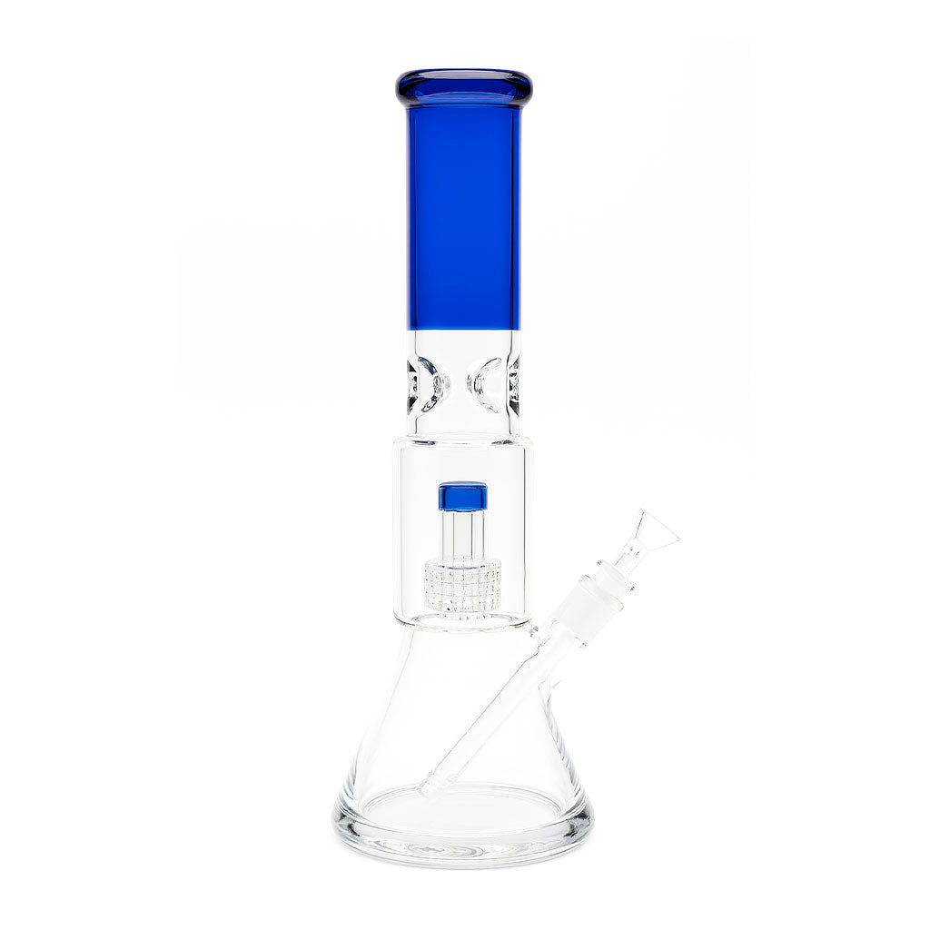 Blue Arctic Cyclone Beaker Bong with Matrix Perc and Ice Pinch available online at Honeybee Herb