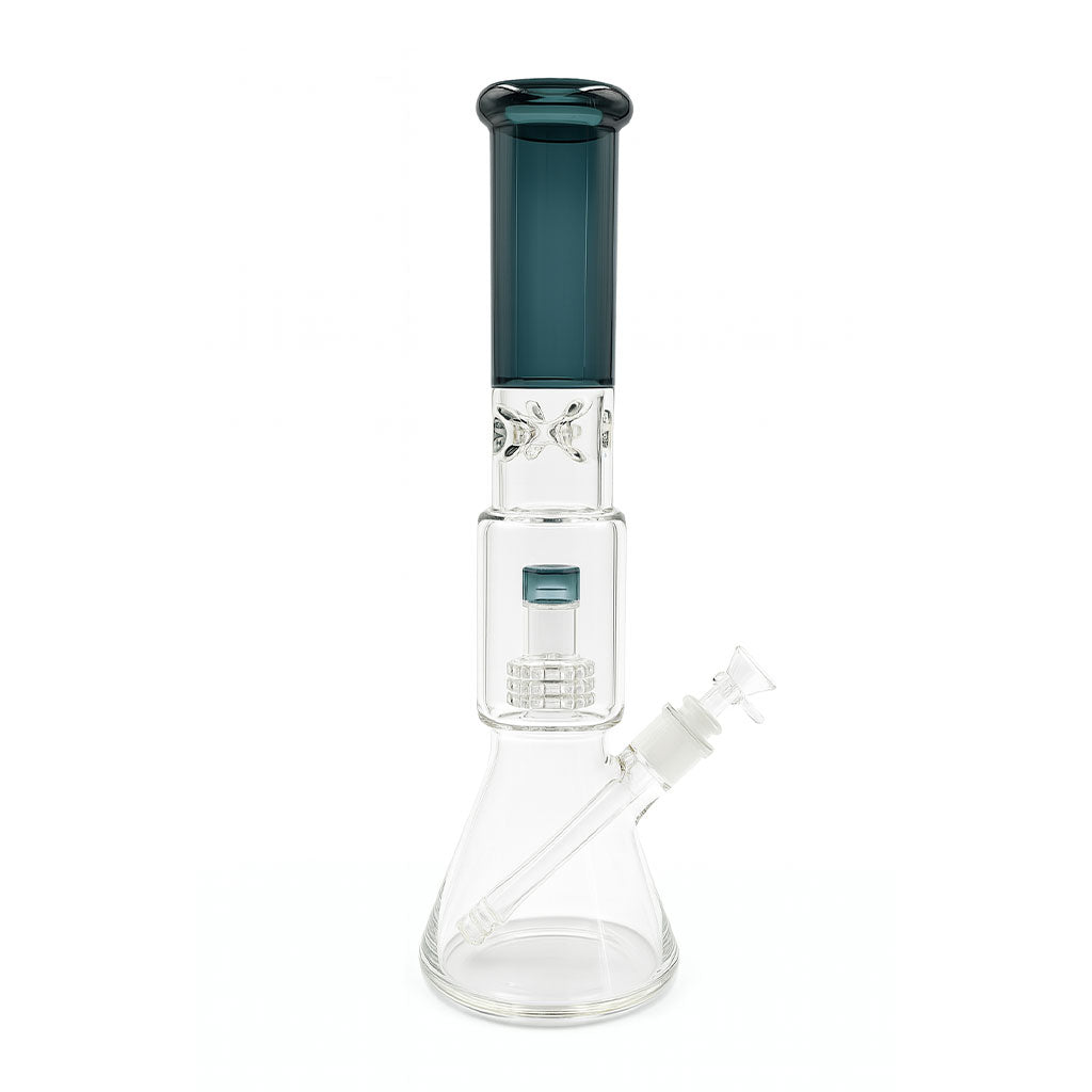 Teal Arctic Cyclone Beaker Bong with Matrix Perc and Ice Pinch for sale online at Honeybee Herb
