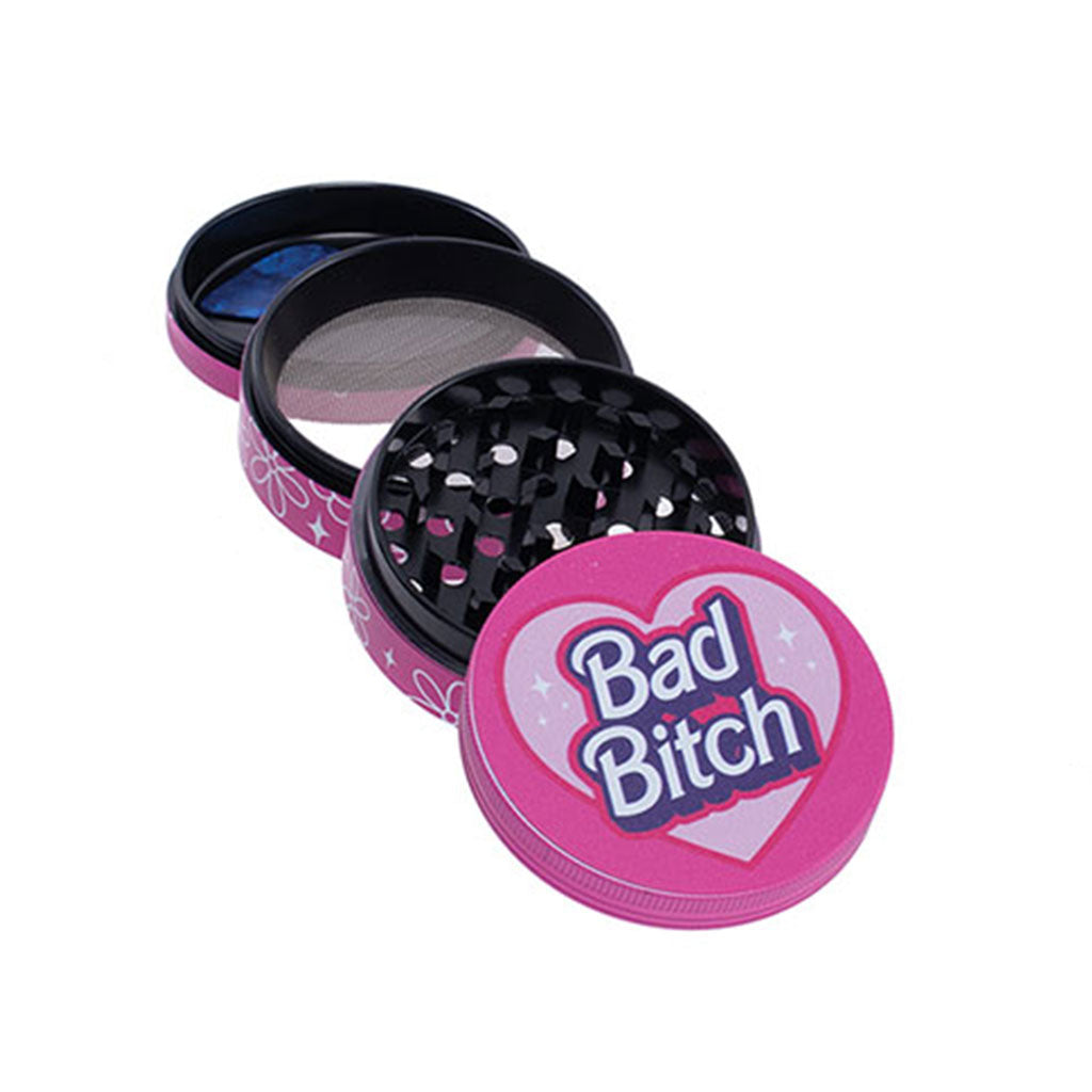 Bad Bitch 2.5-Inch Wacky Grinder With Scraper Tool 4-Parts View Available At Honeybee Herb