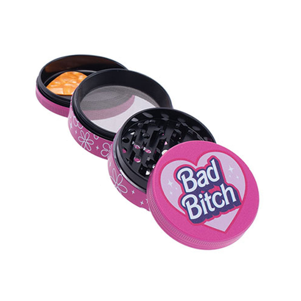 Bad Bitch 2-Inch Wacky Grinder With Scraper Tool 4-Parts View Available At Honeybee Herb 