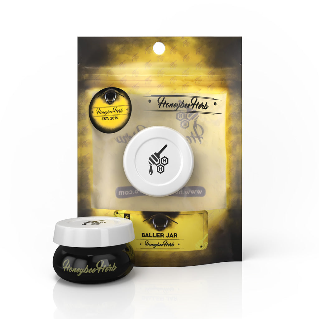 black baller dab jar with retail pack, smell-proof stash container, in stock